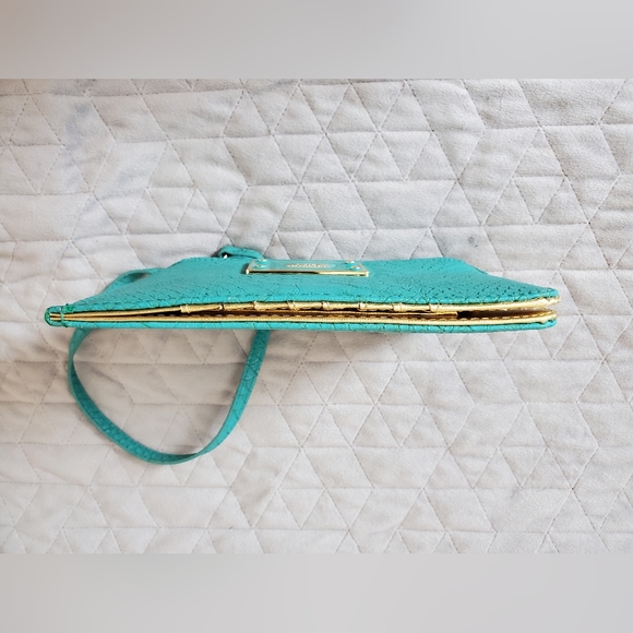 Steve Madden Wristlet Purse Faux Leather Tiffany blue Zip Top Pocket Loop Strap - Picture 12 of 15